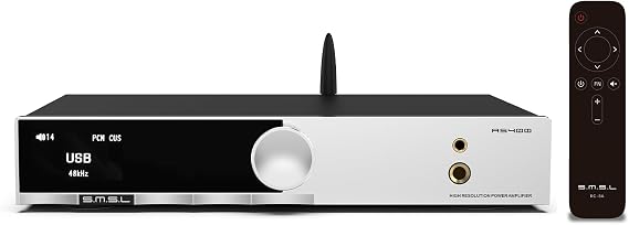 SMSL AS400 Power Amplifier DAC Headphone Amp 165W x2 2.1 Channel MA5332MS MM Phono Amp Bluetooth 5.1 CS43131 MQA CD DAC Preamp 4.4mm/6.35mm RCA/BT/USB/Opt/Coax/Phono/12S Input 768K/32Bit XMOS XU316