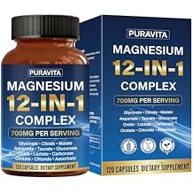 Puravita Magnesium Complex 12-in-1 Blend for Muscle & Nerve Support, Featuring Glycinate, Citrate, Malate & Taurate | 120 Vegan Capsules