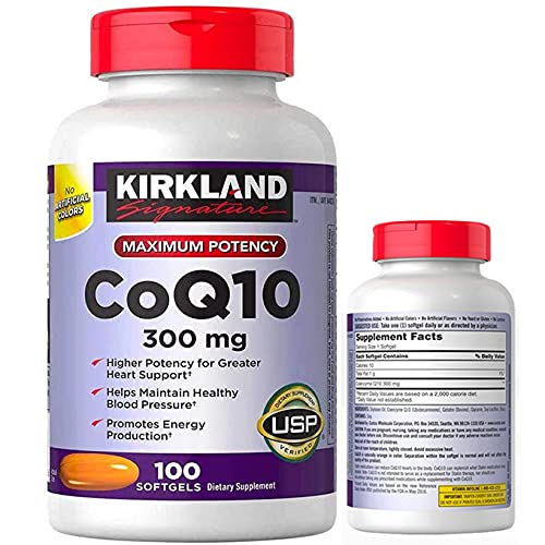 Kirkland Signature Coq10 300mg 100 Softgels-Supplementing with CoQ10 Supports Heart and Antioxidant Health and May Help Support Healthy Aging Pack of 1