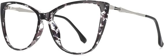 Square Eyewear Frames Cat's Eye Women's Eyewear Frames Anti Blue Light Glasses Frame Transparent Glasses Men's Eyewear Frames, Black and White