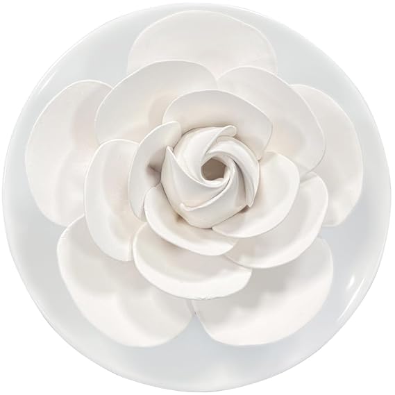 Passive Diffuser for Essential Oil-Ceramic Diffuser Non Electric Oil Diffusers for Small Mini Room, Desk Decorative, Bathroom (White Camellia) | Non-electric Impatiens diffuser for desks, bathrooms and small rooms