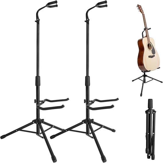 New Bee Guitar Stand 2 Pack, Height Adjustable Foldable Guitar Stand