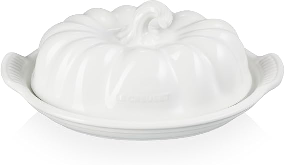 Le Creuset Stoneware Pumpkin Butter Dish, White