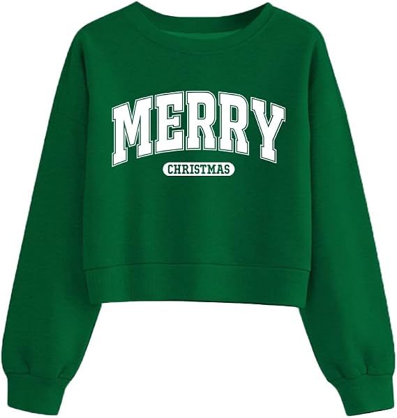 Tewmeu Cropped Christmas Sweaters For Women Xmas Crop Sweatshirt