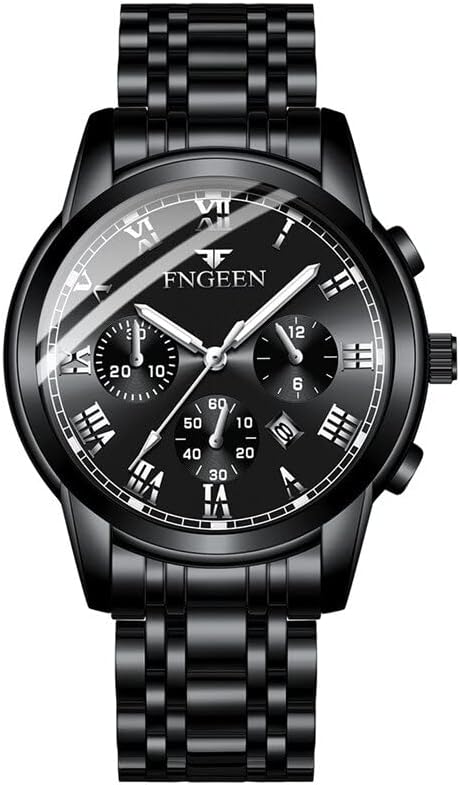 Men's Fashon Stainless Steel Classic Luxury Casual Analog Watch Date Quartz Men Wrist Watch, Waterproof Wristwatch