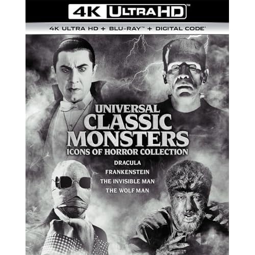 Universal Classic Monsters: Icons of Horror Collection (Dracula / Frankenstein / The Invisible Man / The Wolf Man) - 4K Ultra HD + Blu-ray + Digital [4K UHD]