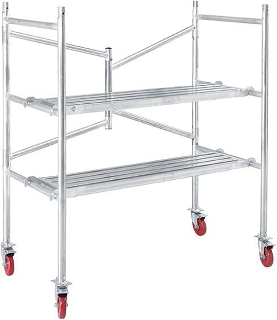 Steel Scaffolding Platform with Locking Wheels Portable Folding Rolling Tower for Easy Access and Mobility 500 lbs Load Capacity.