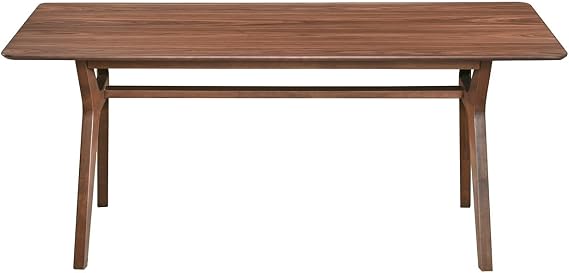Dining Table for 4-8, Table Only, 71x35 Extra Large, Rectangular Shape, Walnut Veneer Top, Solid Wood Frame, Softly Curved Edges, Elegant Look