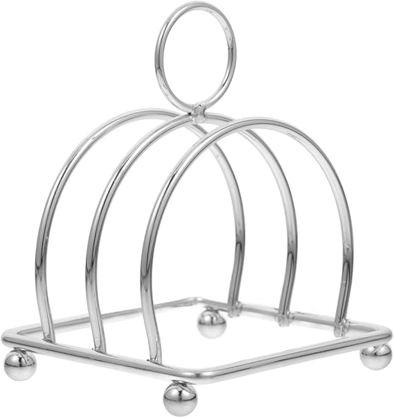 VALICLUD Stainless Steel Toast Holder Rack Bread Stand for 3 Slices Space Saving Kitchen Storage for Bread Slices Recipe Books Dining Room Display 4.09 X 3.18 X 3.18 in