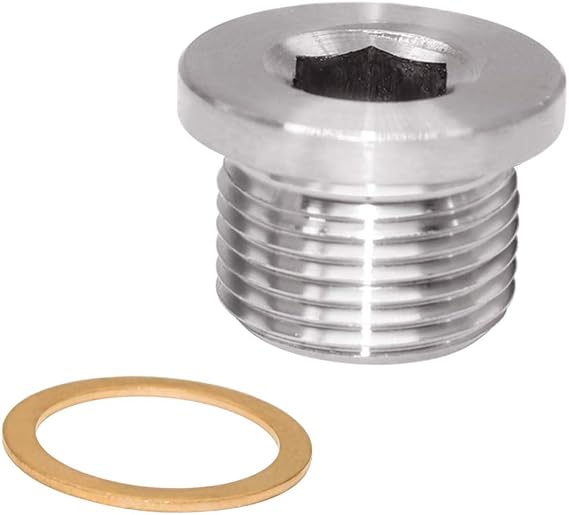 M20 x 1.5 Stainless Steel Pipe Plug Hex Head High Rust Resistance with Copper O-Ring(Pack of 1)