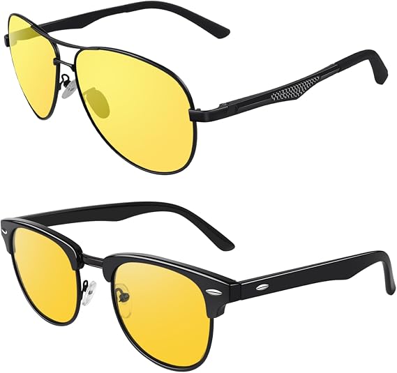 GQUEEN Classic Polarized Night Driving Sunglasses for Mens Womens Bundle
