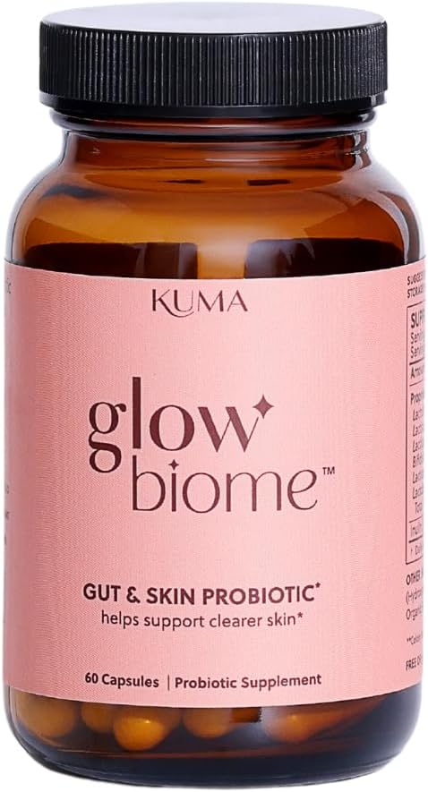 Kuma Glow Biome Clear Skin Probiotics + Prebiotic Capsules, 60Ct