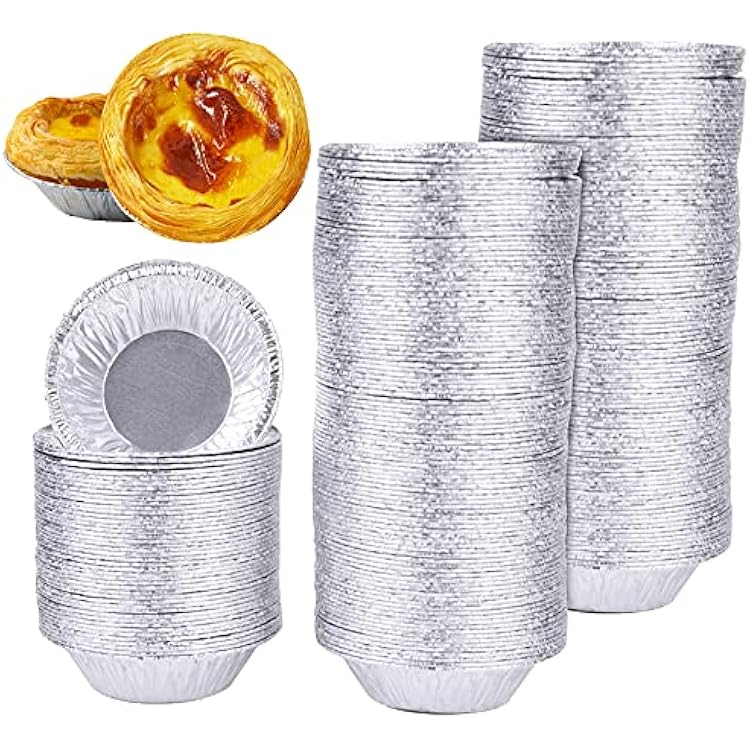 Yesland 500 Pack Aluminum Foil Egg Tart Molds, 2.8 Inch Disposable Pie Tins Pans and Tinfoil Cupcake Circular Baking Cup for Baking, Making Tarts, Quiche Pie, Caramel Pudding