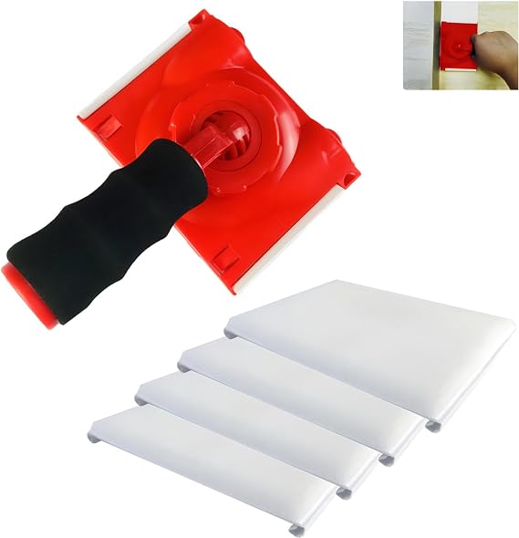 Paint Edge Trimmer Plus 4 Replace Pads | Corner Walls & Ceilings Pad Painter | Paint Edger for Wall Painting
