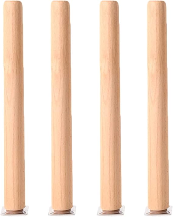Furniture Legs Furniture Feet Furniture Feet Furniture Parts Replacement Feet 4pcs Wood Furniture Feet Round Vertical Replacement Furniture Support Legs for Cabinet Sofa Bed Dining Table Bedside with Mounting Plates and Screws Size :50cm