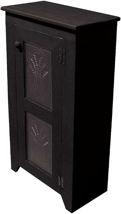 Sawdust City Solid Pine Punched Tin Cabinet (Old Black)
