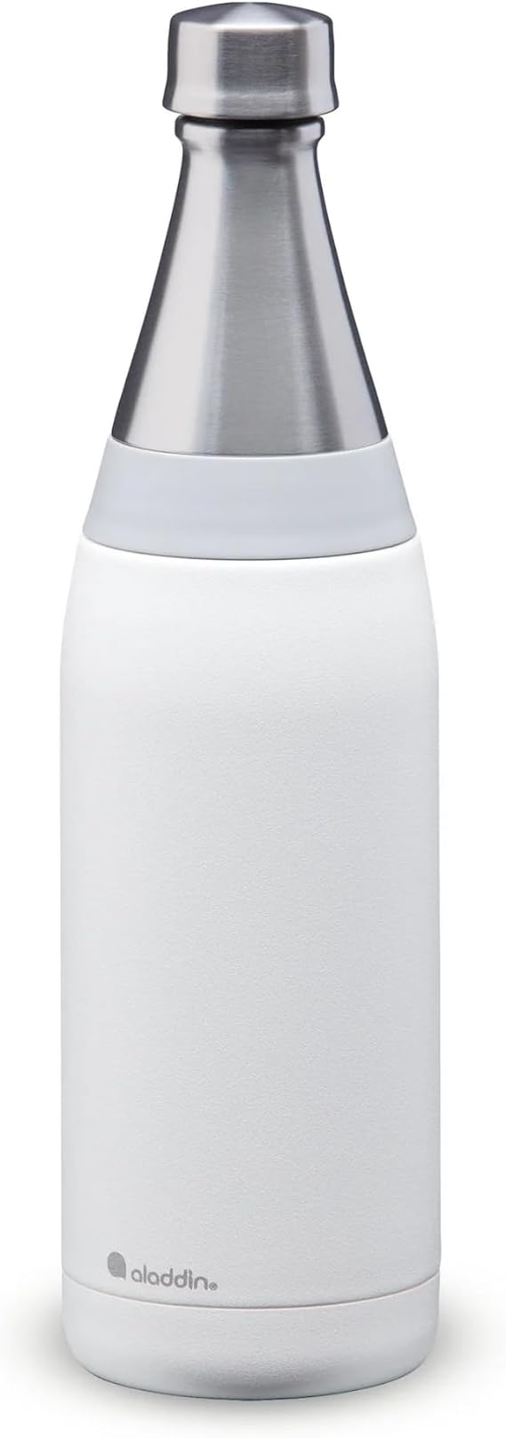 Aladdin Fresco Thermavac Stainless Steel Water Bottle 0.6L Snowflake White Leakproof - Keeps Cold for + 10 Hours - BPA-Free - Dishwasher Safe - Reusable Thermos Flask with Durable Finish