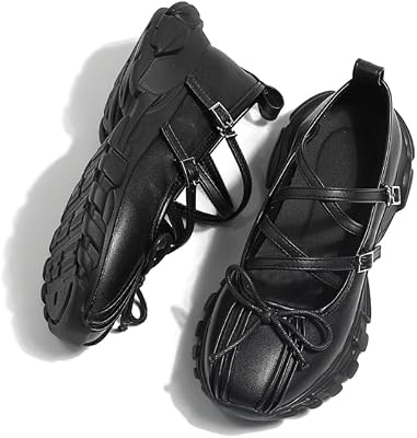 Ballet Sneakers for Women Round Toe Sneakerina Comfort Wear Bows Dad Shoes Mary Jane Chunky Platform Cute Y2K Retro Kawaii Elegant Dressy Fashion Trendy Tennis Trainers Back to School Summer Outdoors