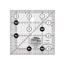 Creative Grids Quilt Ruler 3-1/2in x 3-1/2in Square CGR3 Made in USA, Non-Slip Grip Acrylic Quilting, Sewing, Crafting, Patchwork Ruler for Measuring & Cutting Fabric