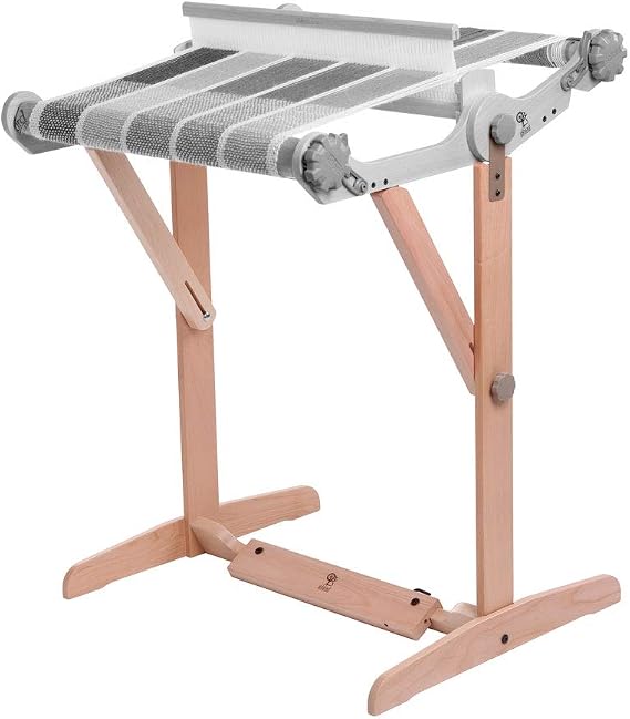 Ashford Knitters Loom Stand Variable 12/20/28 Inch Adjustable Angle Lacquered Silver Beech Hardwood Loom Stand