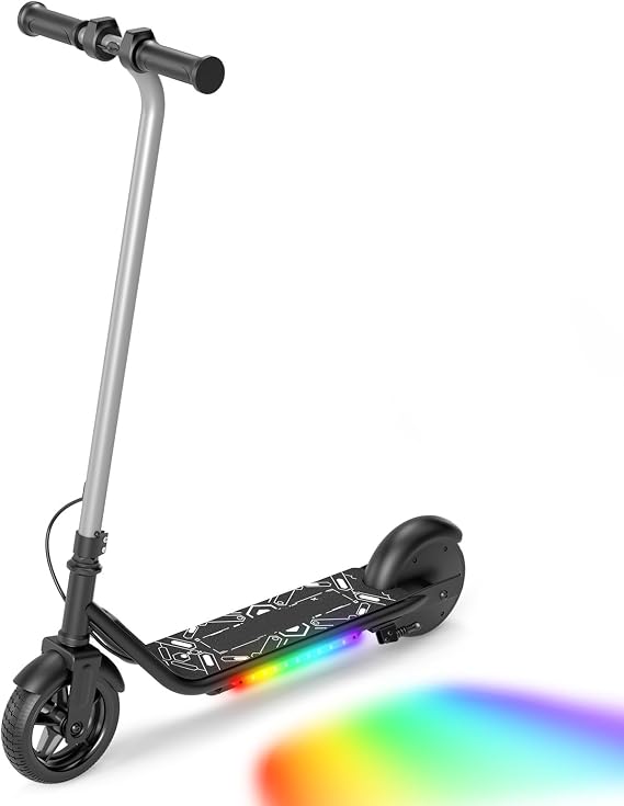 Electric Scooter for Kids Ages 6-12, 150W Motor and 10 Mph Max Speed, LED Display, 2 Speeds (6/10 MPH), Magnetic Charging, Colorful Light, Gift for Boys and Girls