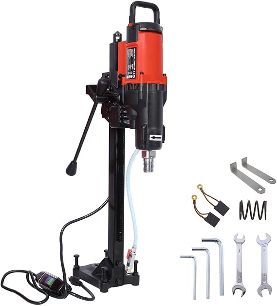 9-Inch Wet & Dry Diamond Core Drilling Machine, Stand-Up Core Drill with 3200W Motor, 750RPM Dual Speed Control, Heavy-Duty Concrete Core Drill Rig for Reinforced Concrete, Brick, Marble