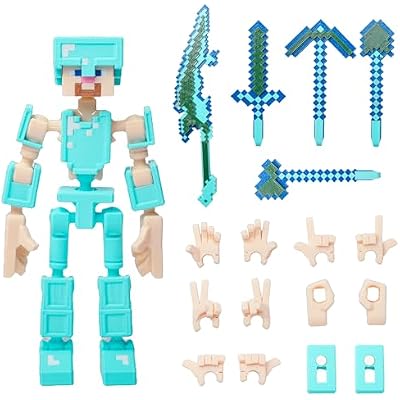 Assembly Completed Mini 13 Titans Action Figure, 8 inches, Strong Magnetic Accessories, 8 in 1, 3D Printed Robot Multi-Jointed Movable, Pixel-Style Cute Desktop Ornament