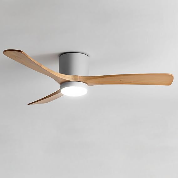 Low Profile Ceiling Fans with 28W LED Lights Modern Smart Ceiling Fan with Remote for Bedroom Dining Room - Wood 42in Ceiling Fan with Light for Indoor, 3 Blade Fan Reversible Timer Quiet [Energy Class A+]
