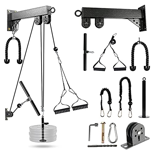TRENDBOX Pulley System Gym Cable Machine LAT Pulldown Attachments Chest Expansion Training Exercise and Fitness Home Gyms