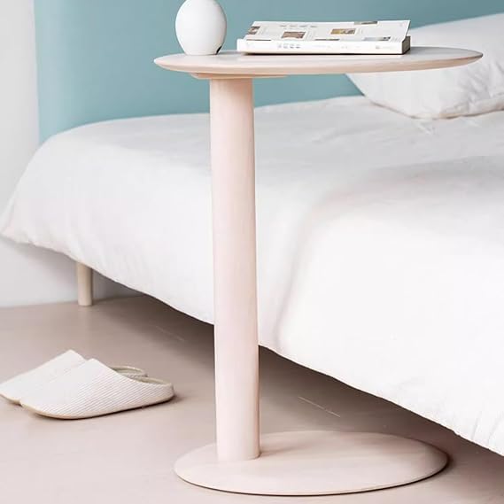 EYPKPL Sofa Table Round Side Table with Solid Wooden Legs Coffee Table Mobile Double-Sided Table Two-Tier End Table Center Table