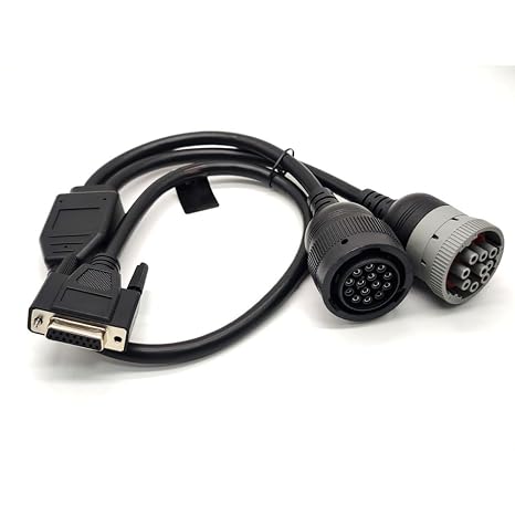 DB15 Female to Cat 9-Pin Male and 14-Pin Female J1939 Y Cable Truck Diagnostic Tool 70CM