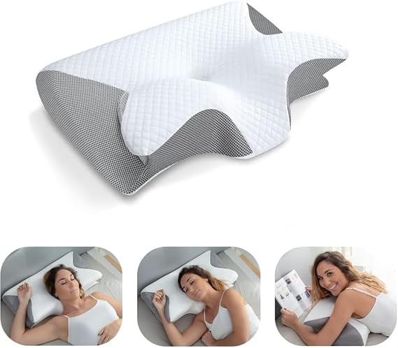 Ergonomic Memory Foam Cervical Pillow 2-in-1 for Side & Back Sleepers Ideal Orthopedic Support Neck Pain Relief Comfortable Sleep Aid Somnilys Design