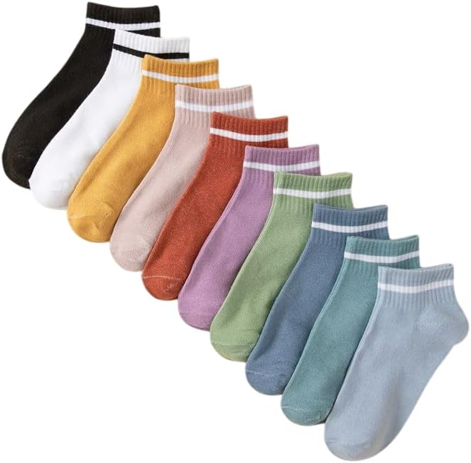 10-Piece Circle Colorful Booties Economic Pack Unisex Short Sports Sneakers Socks