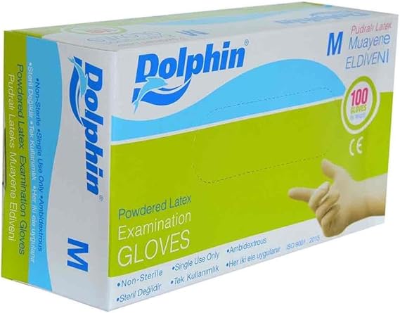 Dolphin Powder Latex Gloves M size