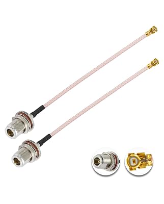 2PCS U.F.L1 to N Type Female Low Loss Coaxial Cable 8 20CM U.F.L1 RG178 Coaxial Pigtail Cable for Wireless Routers Mini PCIE Network Cards PCI Wi-Fi WAN Repeater