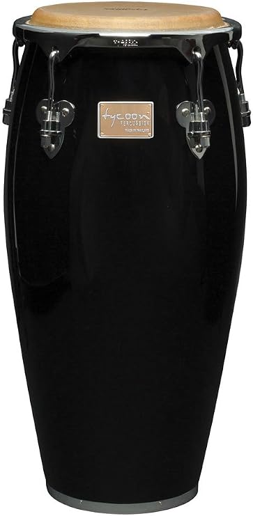 Tycoon Percussion 10" Requinto, 30" Tall Siam Oak Shell, Water Buffalo Head, Chrome Deluxe Rims, 3/8" Tuning Lugs, High-Gloss Finish, Includes Stand & Accessories, Master Classic Series, Black