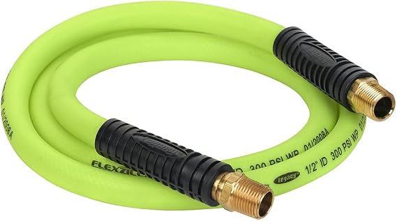 Flexzilla Swivel Whip Air Hose, 1/2 in. x 2 ft. (1/2 in. MNPT Swivel x 1/2 in. MNPT Ends), Heavy Duty, Lightweight, Hybrid, ZillaGreen - HFZ1202YW4S