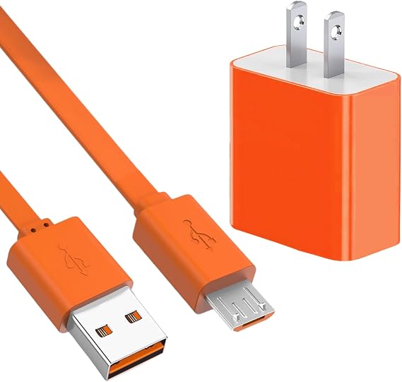 Charger Charging Cable Compatible with Ring Enabled Video Doorbell (Released in 2020) 2/3/3 Plus/ 4, Doorbell Pro, Peephole Cam, Camera Battery Replacement Micro USB Charger Cord(Orange)