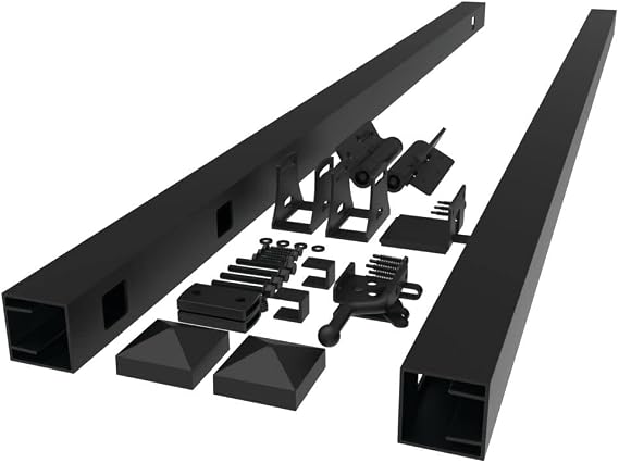 5-ft 3 Rail Aluminum Fence Adjustable Gate Kit Black