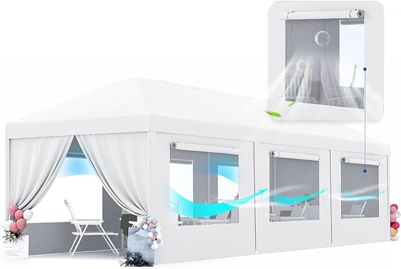 Quictent 10x30ft Party Tent with Removable Mesh Sidewalls