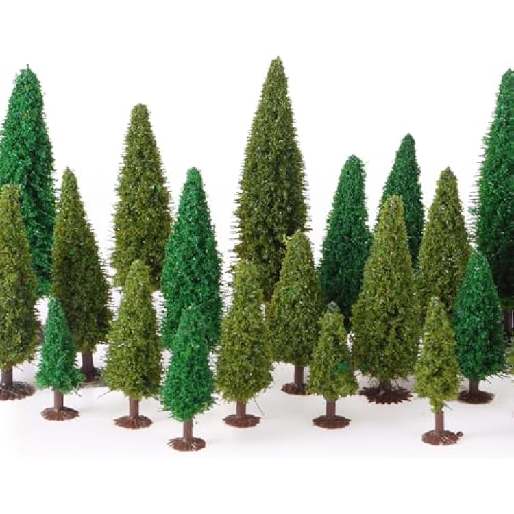 Skylety 35 Pieces Model Trees 6.3-1.2 Inch Mixed Miniature Trees Diorama Supplies Fake Plants Train Scenery Landscape Christmas Village Architecture DIY CraftsGreen,Tree