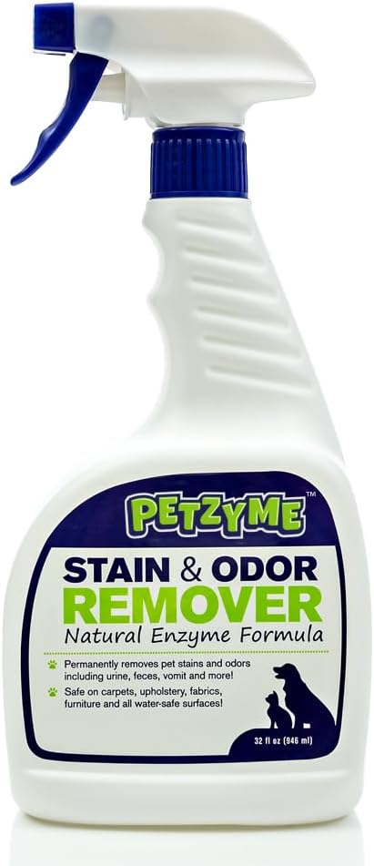 Pet Stain Remover & Odor Eliminator, Enzyme Cleaner for Dogs, Cats Urine, Feces and More, 32 Fl Oz Spray