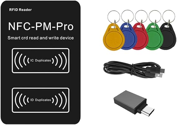 RFID Chip Reader PM PRO Decoder+5XUID Keychain NFC Key Copier 13.56Mhz 125Khz Badge Write Token ID IC Tag Clone