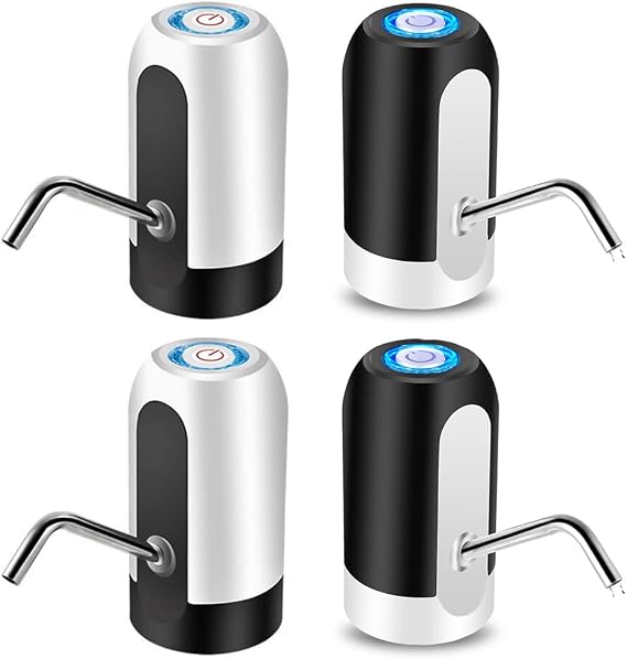Magik 2-4 Pack Electric Water Bottle Pump USB Charging Automatic 5 Gallon Dispenser (4 Pack(2 Ea), Black+White)