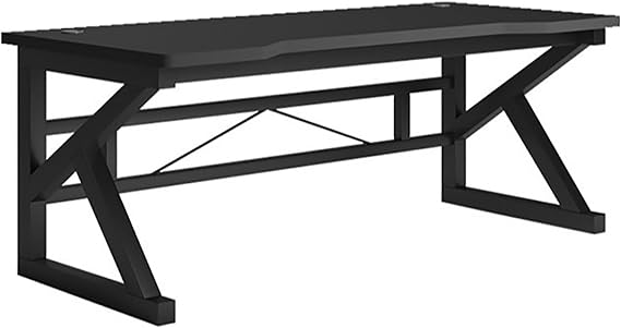 Ergonomic Gaming Desk, K-Shaped Computer Desk with Carbon Fiber Surface, Threading Hole Design, for Home Office or Bedroom(55.1in/140cm)
