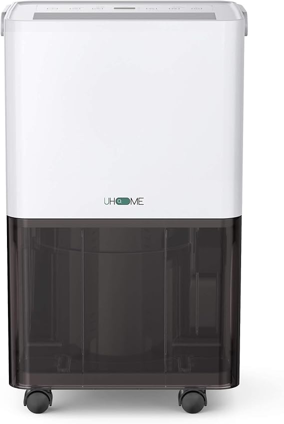 Uhome 30 Pint Dehumidifier, for Basement with Activated Carbon Filter, Up to 1,500 Sq. Ft. dehumidifier with drain hose, Ultra Quiet, Humidity Sensor, Auto Shut Off