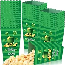 Tenceur 24 Pcs St. Patrick's Day Paper Popcorn Boxes Shamrock Mini Party Boxes Green St. Patrick's Day Treat for Irish Holiday Party Favors Decorations Goodie Candy Cookie Sweet Containers
