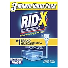 RID-X Septic Tank Treatment Powder 3 Month Supply, Dual Action Enzymes and Bacteria to Break Down Waste & Prevent Backups