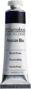 Williamsburg Artist Oil Colors by GOLDEN, Prussian Blue, 37 ml tube, Professional Oil Paint, Semi-Transparent