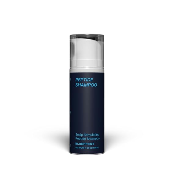 Blueprint Bryan Johnson Peptide Shampoo 8-Peptide Scalp Treatment with VEGF, Caffeine, Menthol & Arginine Fragrance-Free & Gentle Formula for Fuller-Looking, Stronger Hair (3.5oz)